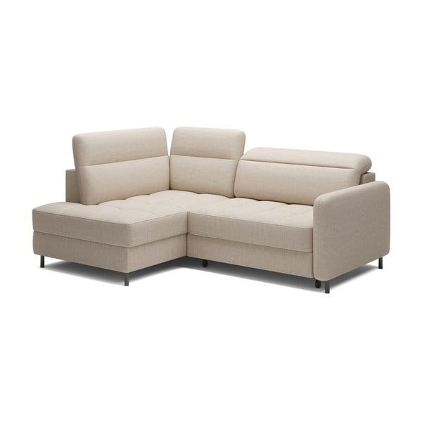 Bézs bársony kinyitható-tárolóhelyes sarokkanapé (bal oldali-L alakú) Barea – ELTAP-image-2