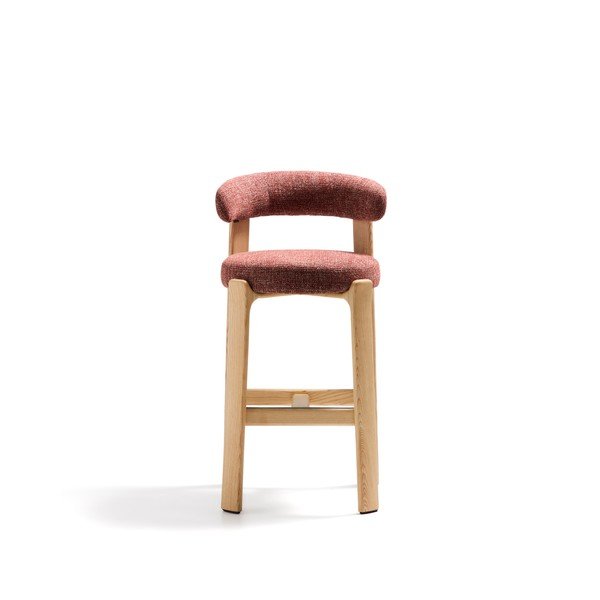 Terrakotta színű-világos natúr színű kőrisfa bárszék (ülésmagasság 75 cm) Granite – Kave Home-image-2