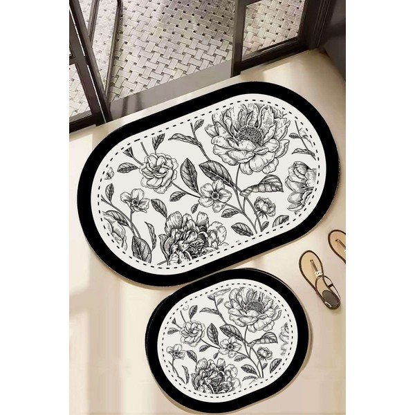 Fekete-fehér fürdőszobai kilépő szett 2 db-os 60x100 cm Rasse – Foutastic-image-1