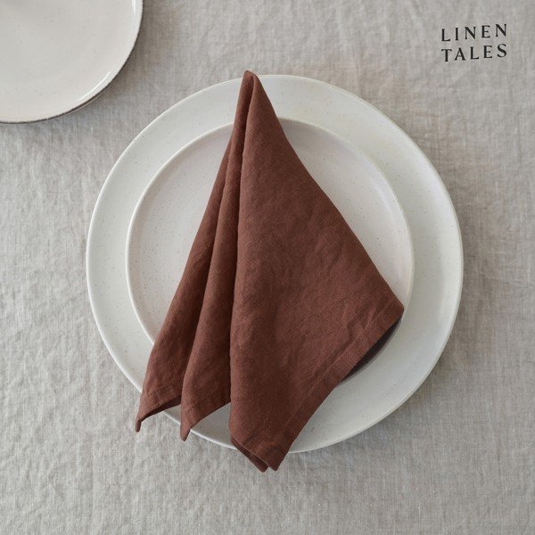 Len szalvéta szett 2 db-os 40x40 cm Chocolate – Linen Tales-image-1