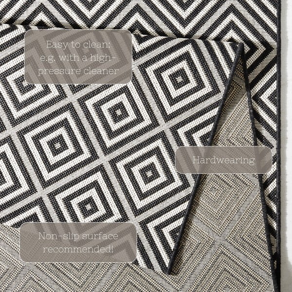 Karo fekete-fehér kültéri szőnyeg, 200 x 290 cm - NORTHRUGS-image-4