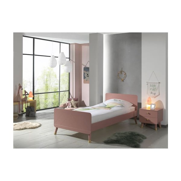 Rózsaszín gyermekágy fenyőfából, 90 x 200 cm - Vipack Billy-image-2