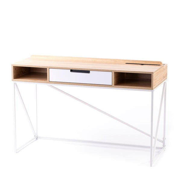 Íróasztal tölgyfa dekoros asztallappal 48x120 cm Odel – Homede