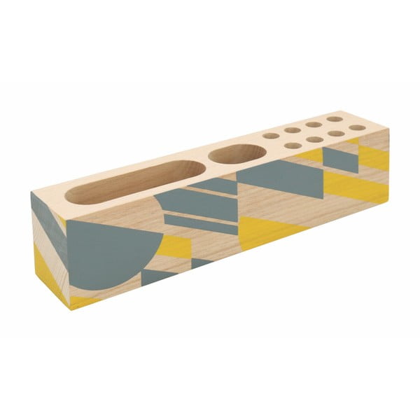 Geometrico citromsárga bükkfa tolltartó - Portico Designs