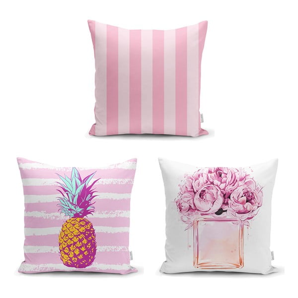 Pink Striped 3 db párnahuzat, 45 x 45 cm - Minimalist Cushion Covers