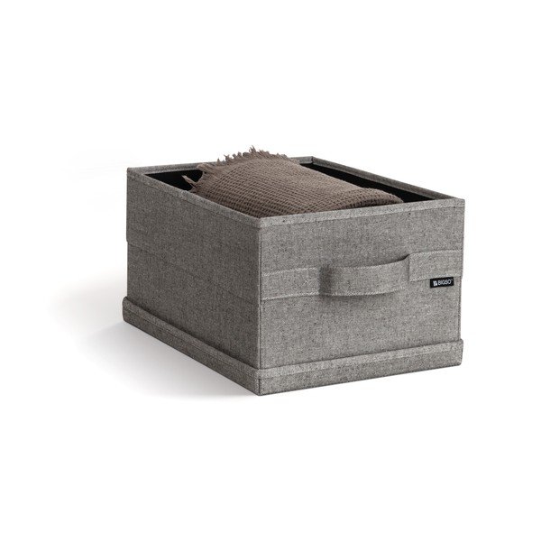 Szürke fedeles textil tárolódoboz 27x36x19 cm Soft Storage Small – Bigso-image-1