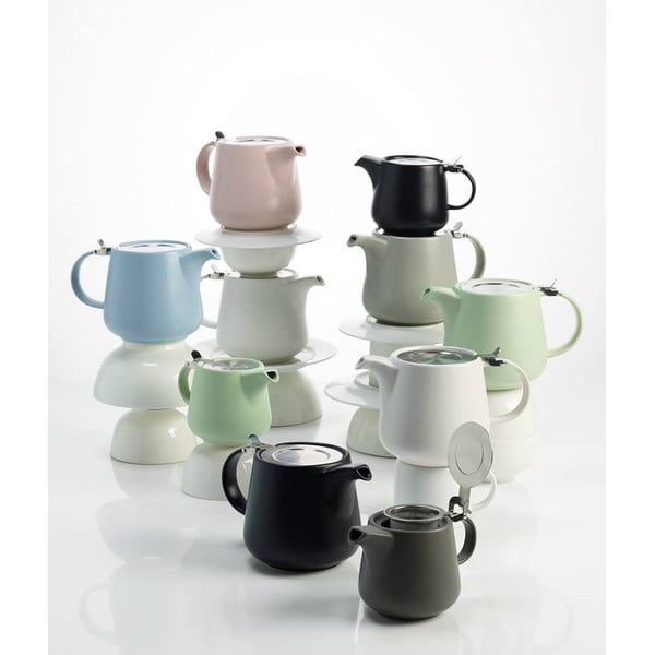 Tint világosszürke porcelán teáskanna szűrővel, 600 ml - Maxwell & Williams-image-1