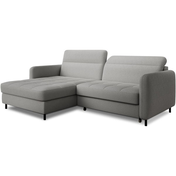Szürke buklé kinyitható-tárolóhelyes sarokkanapé (bal oldali-heverő résszel) Gomsi – ELTAP-image-2
