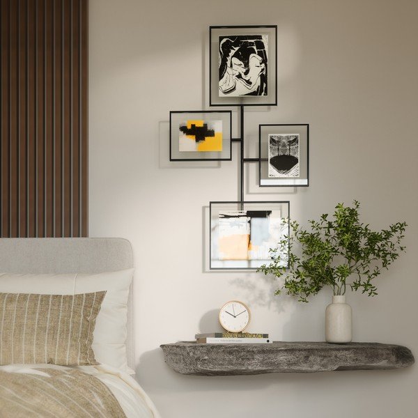 Fényes fekete fém-üveg fali képkeret 57x99 cm Flute – Umbra-image-4