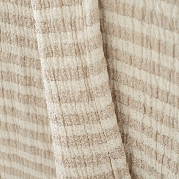 Natúr színű pamut takaró 150x200 cm Cotton Muslin Stripe – Bianca-image-3