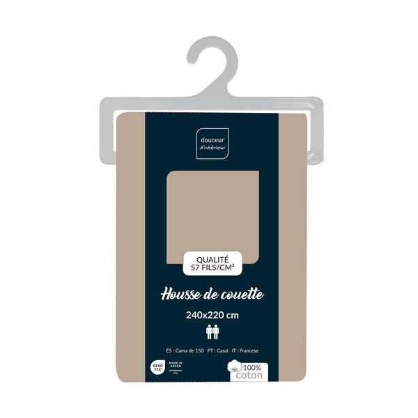 Bézs kétszemélyes-hosszabbított pamut paplanhuzat 240x220 cm Lina – douceur d'intérieur-image-2