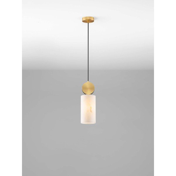 Krémszínű-sárgaréz színű függőlámpa kő dekorral ø 12 cm Maru – Nova Luce-image-4