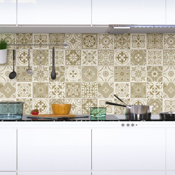 Wall Decal Cement Tiles Fortunato 60 db-os falmatrica szett, 15 x 15 cm - Ambiance-image-1