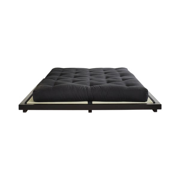 Dock Comfort Mat Black/Black borovi fenyőfa franciaágy matraccal és tatamival, 160 x 200 cm - Karup Design