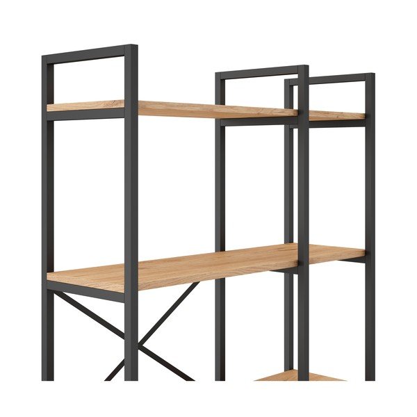 Fekete-natúr színű polcos állvány tölgyfa dekorral 87,5x175 cm Dusan – Marckeric-image-4