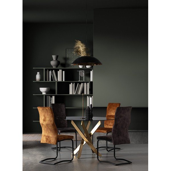 Mustársárga kárpitozott étkezőszék Thelma – Bizzotto-image-1