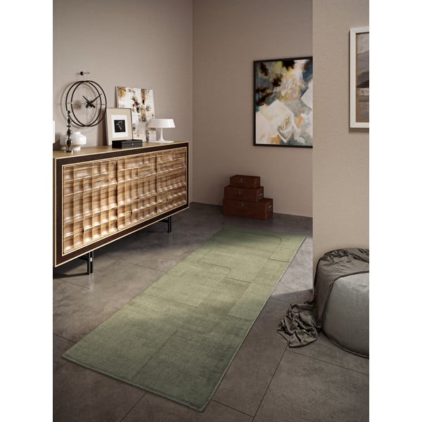 Zöld kézi szövésű gyapjú futószőnyeg 80x250 cm Charlotte – Villeroy&Boch-image-1