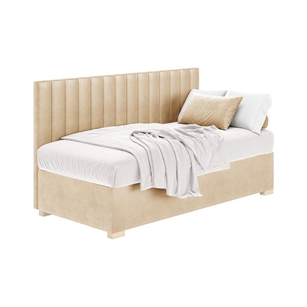 Bézs ágyneműtartós gyerekágy matraccal 90x200 cm Chill – Ghado-image-3