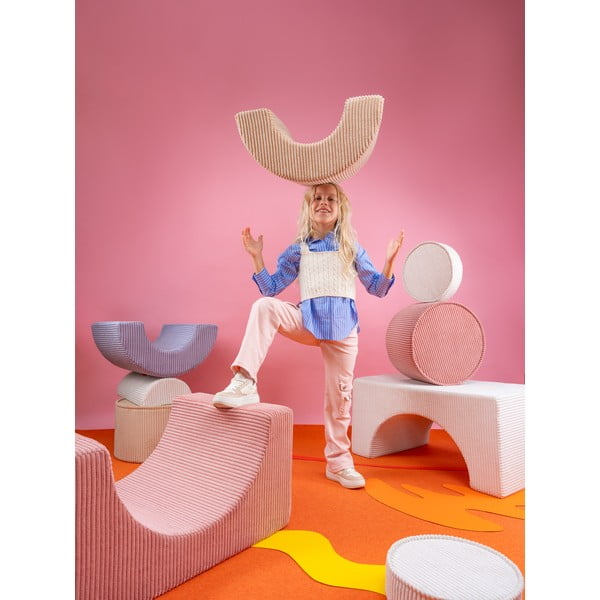 Rózsaszín kordbársony habszivacs játszótér 3 db-os magasság 37 cm 75x49 cm Rainbow Montessori – Wigiwama-image-4