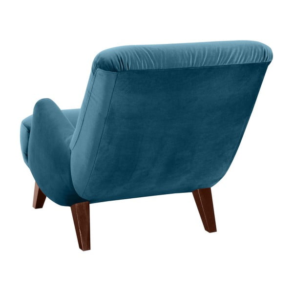 Brandford Suede petróleum kék fotel barna lábakkal - Max Winzer-image-2