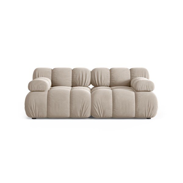 Krémszínű bársony moduláris kanapé 188 cm – Micadoni 