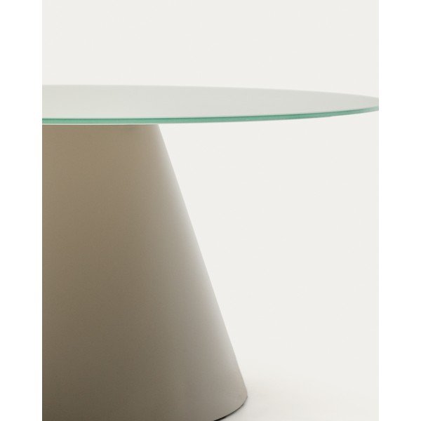 Világosszürke kerek dohányzóasztal üveg asztallappal ø 80 cm Wilshire – Kave Home-image-3