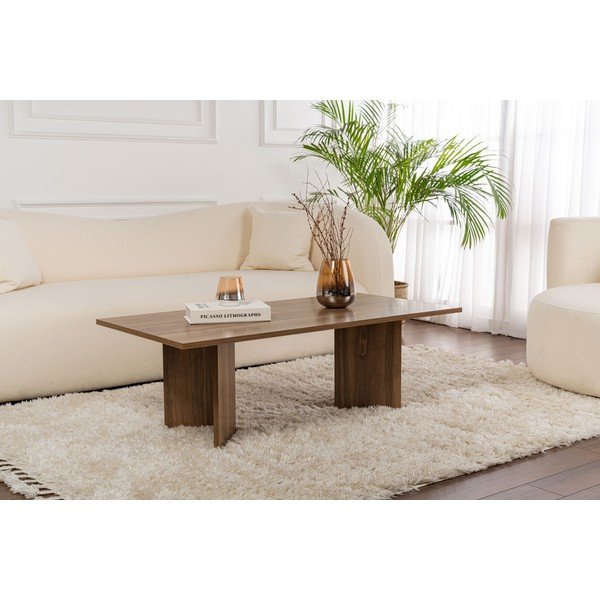 Sötétbarna dohányzóasztal diófa dekorral 60x119 cm Sabin – Kalune Design-image-1