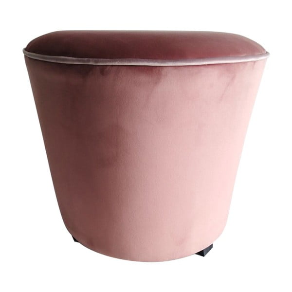 Velvet rózsaszín puff borovi fenyő lábakkal, ⌀ 45 cm - Simla