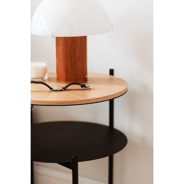 Fekete-natúr színű éjjeliszekrény tölgyfa dekoros asztallappal Tu – noo.ma-image-3