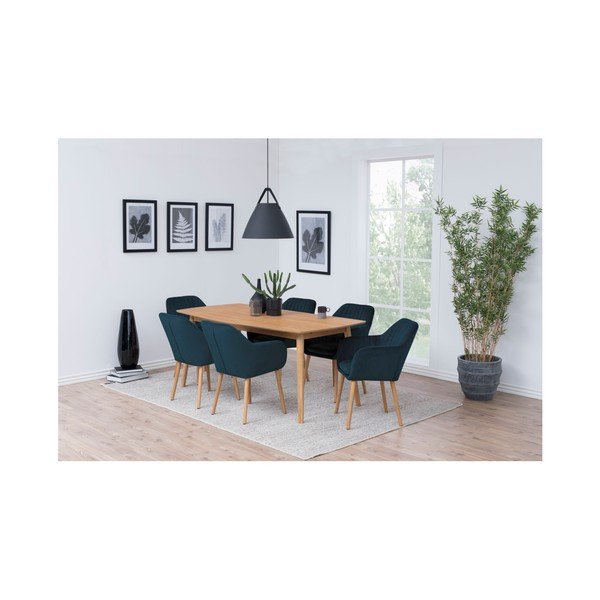 Sötétkék kárpitozott karfás étkezőfotel Emilia – Actona-image-1