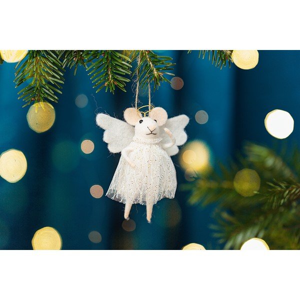 Textil karácsonyfadísz Angel Mouse – Sass & Belle-image-1
