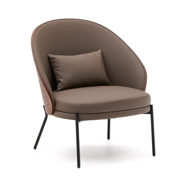 Barna bőrutánzat fotel Eamy – Kave Home-image-2