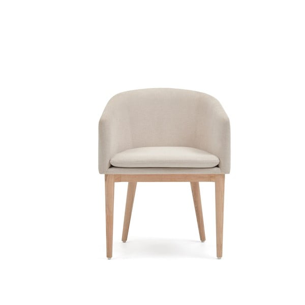 Krémszínű kárpitozott karfás étkezőfotel Harlan – Kave Home-image-4