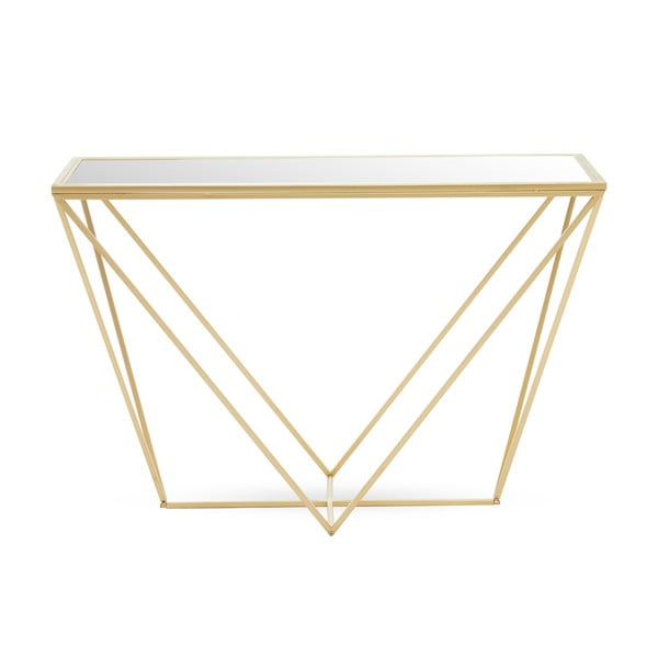 Aranyszínű konzolasztal üveg asztallappal 40x120 cm Farran – Premier Housewares-image-2