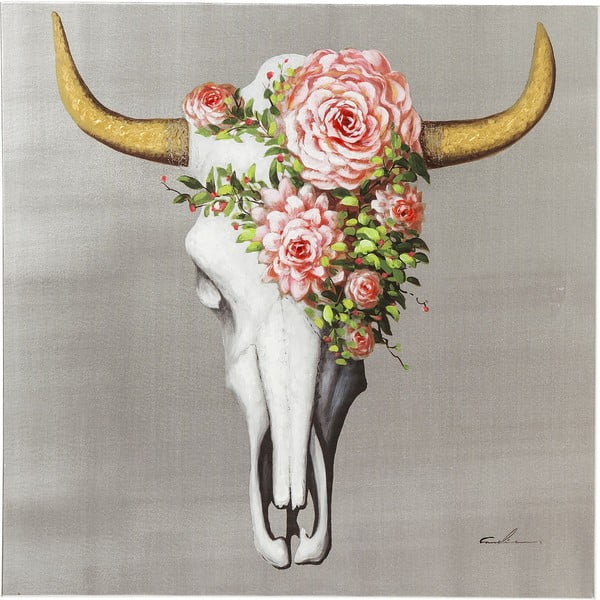 Touched Flower Skull kép, 80 x 80 cm - Kare Design