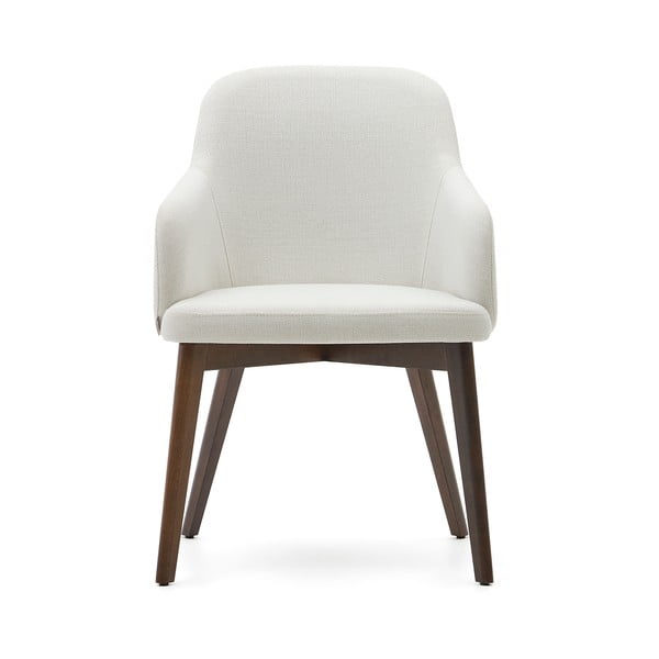 Krémszínű kárpitozott karfás étkezőfotel Nelida – Kave Home-image-4