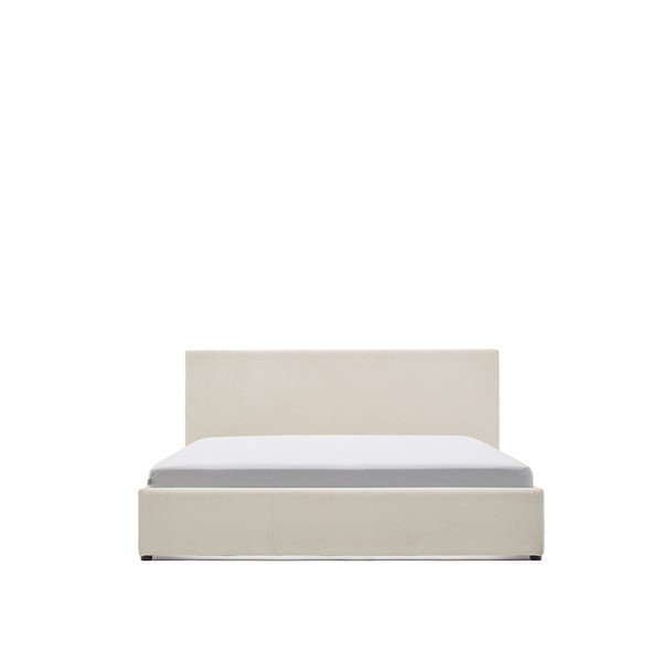 Bézs kárpitozott ágyneműtartós franciaágy ágyráccsal 160x200 cm Nahiri – Kave Home-image-4