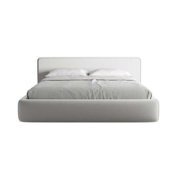 Világosszürke kárpitozott ágyneműtartós franciaágy ágyráccsal 180x200 cm Kiana – Makamii-image-4