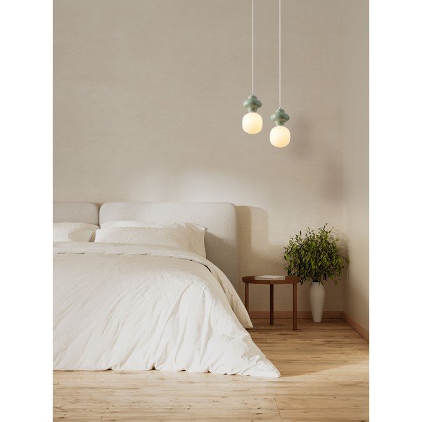 Fehér-világoszöld kerámia függőlámpa üveg búrával ø 18 cm Clio – Nova Luce-image-4