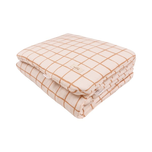 Bézs babaágynemű szett Camel Check – Malomi Kids-image-1