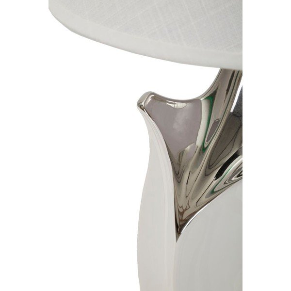 Fehér-ezüstszínű kerámia asztali lámpa textil búrával (magasság 51 cm) Shiney – Mauro Ferretti-image-2