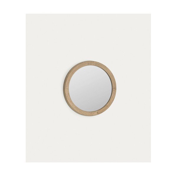 Fali tükör tömörfa kerettel ø 50 cm Alum – Kave Home-image-2