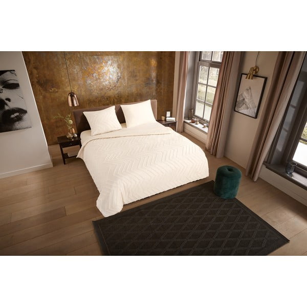 Krémszínű egyszemélyes hosszabbított mikroszálas ágyneműhuzat 140x220 cm Pure Zigzag – Good Morning-image-3