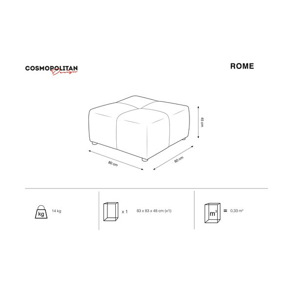 Szürke bársony kanapé modul Rome Velvet - Cosmopolitan Design-image-4