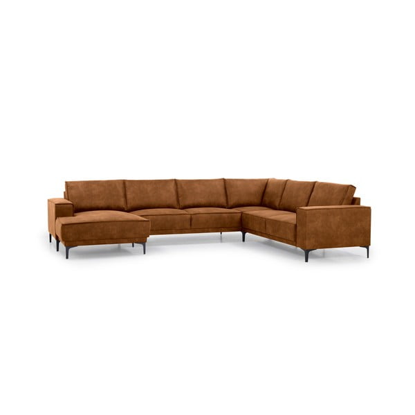 Konyakbarna bőrutánzat sarokkanapé (bal oldali-"U" alakú) Copenhagen – Scandic-image-2