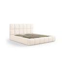 Krémszínű kárpitozott ágyneműtartós franciaágy ágyráccsal 160x200 cm Bellis – Micadoni Home