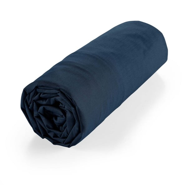 Sötétkék gumis bio pamut lepedő 180x200 cm Biolina – douceur d'intérieur-image-4