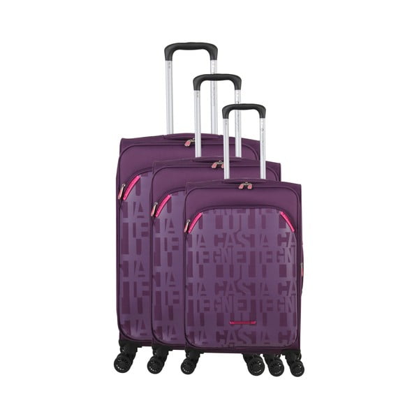 Bellatrice 3 db lila gurulós bőrönd - Lulucastagnette