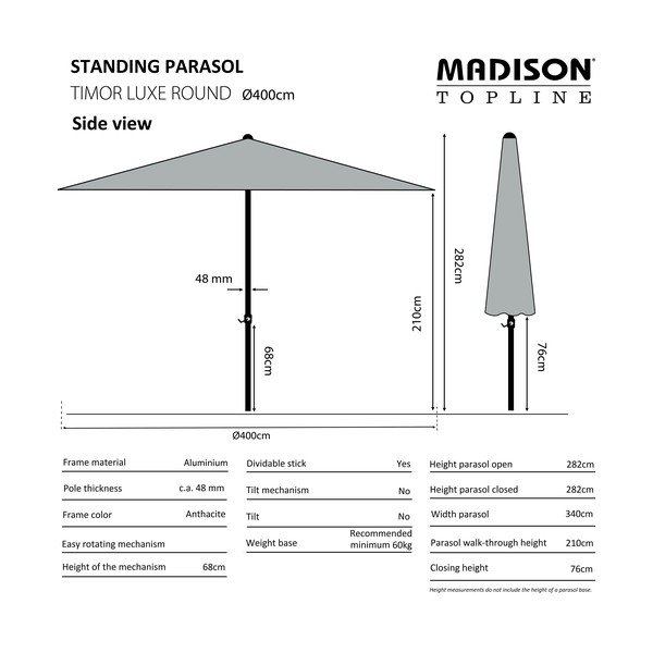 Zöld napernyő ø 400 cm Timor - Madison-image-1