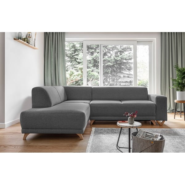 Szürke kinyitható-tárolóhelyes sarokkanapé (bal oldali-L alakú) Classy Sophie – Miuform-image-1